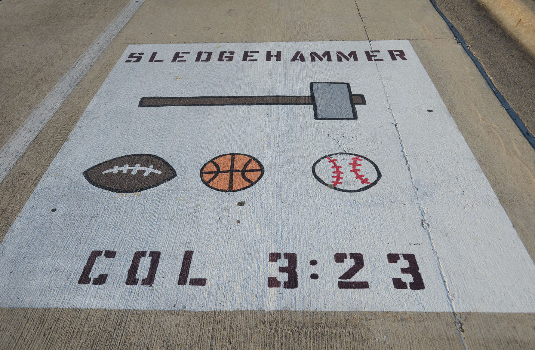 A&M Consolidated HS painted parking spots